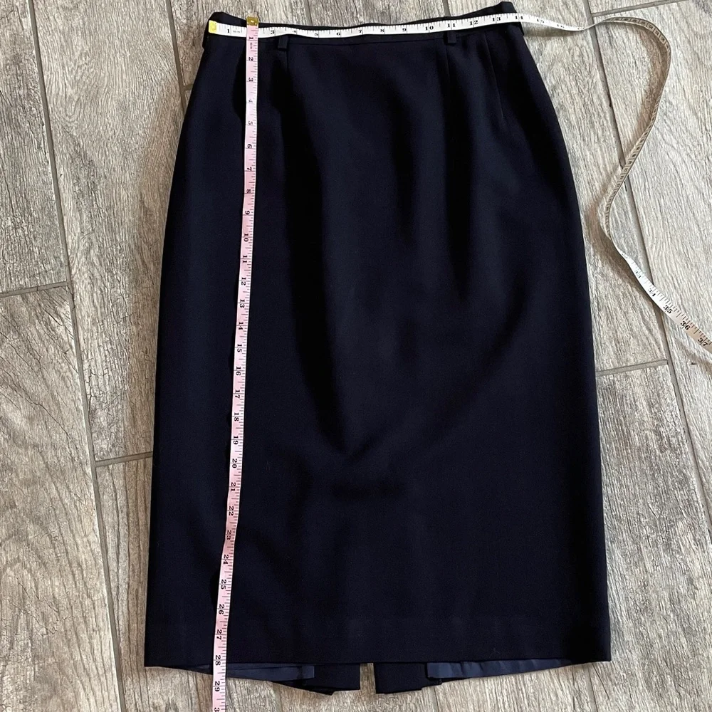 Vintage Austin Reed Worsted Wool Navy Pencil Skirt Lined Straight Office Size 8 - Picture 8 of 8